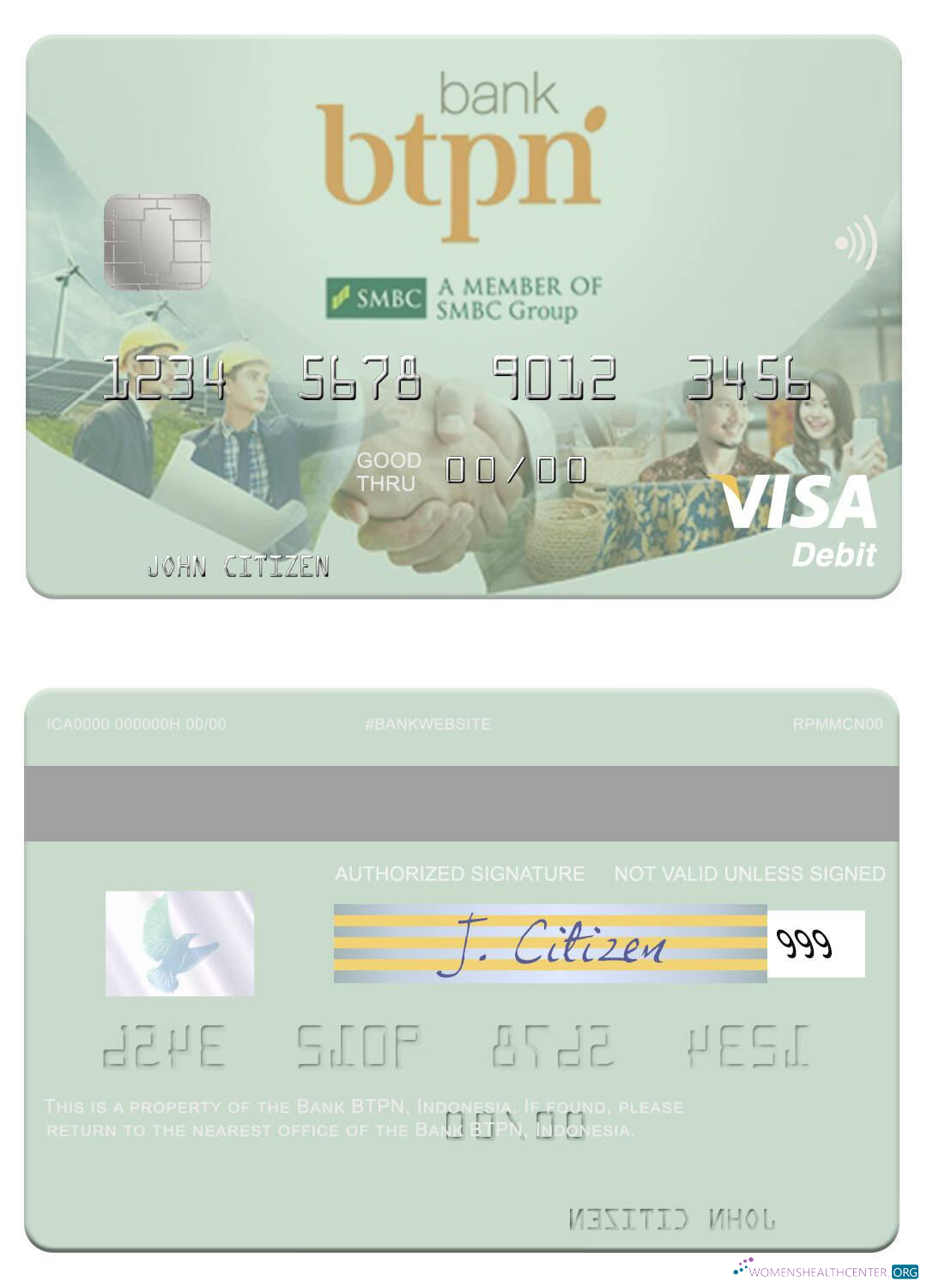 Download Indonesia Bank BTPN visa debit card Photoshop template
